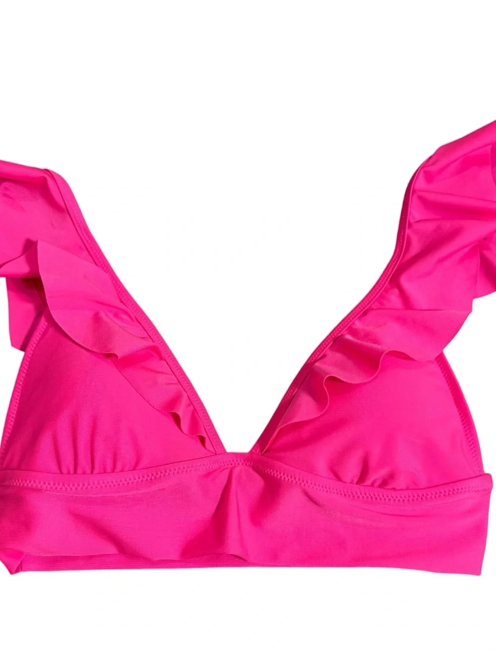 aerie Neon Pink Ruffle V-Neck Bikini Top